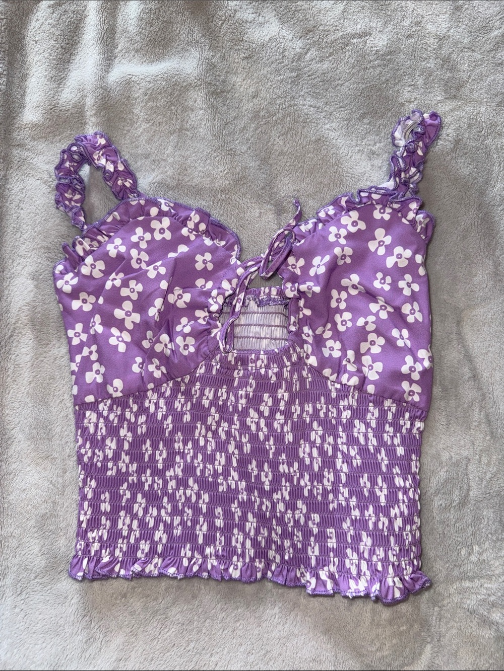 Purple Floral Smocked Cami Top